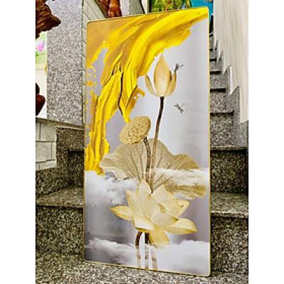 TRANH TRÁNG GƯƠNG - TRANH TREO PHÒNG KHÁCH - TRANH PHÒNG NGỦ - TRANH TRÁNG GƯƠNG HOA SEN(TẶNG KÈM ĐINH 3 CHÂN)