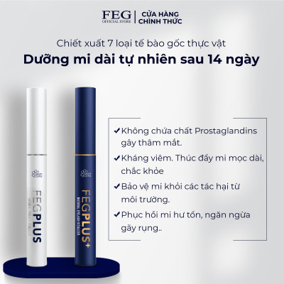 Combo dưỡng mi FEG Plus Stem Cells - Phiên bản tế bào gốc, dài mi nhanh, không chứa Prostaglandins gây thâm mắt (5ml/lọ)