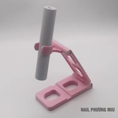 Đế Kẹp Đèn Hơ Mini Giá Đỡ Bằng Nhựa Đa Năng Màu Trắng Hồng, Chân Đế Có Thể Gấp Gọn Để Bàn Rảnh Tay Làm Nail Tiện Lợi, Điều Chỉnh Nhiều Góc Độ Dễ Dàng
