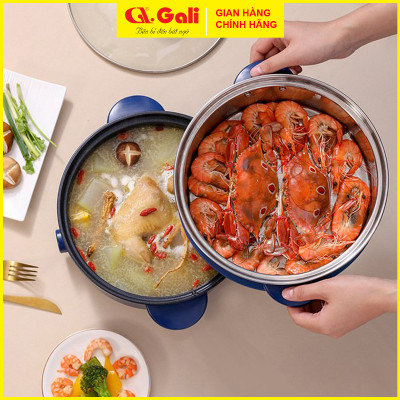 Nồi lẩu điện đa năng Gali 5 lít, nồi lẩu 1500w, chiên, xào, hấp, thân 2 lớp, hàng nhập khẩu chính hãng bảo hành 24 tháng