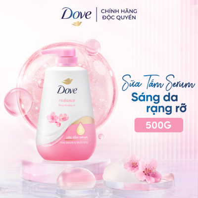 Sữa Tắm Serum Dove Pro-Ceramide Hoa Sakura và Muối Hồng Giúp Da Đàn Hồi Và Căng Bóng 500g