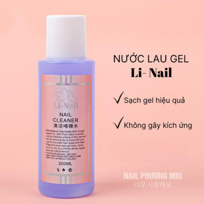 Nước Lau Gel Li-nail 200ml Không Mùi Hắc Chuyên Dụng Làm Nail, Cồn Lau Làm Sạch Bề Mặt Móng Đắp Gel, Làm Mềm Gel Gôm Hiệu Quả Trong Quá Trình Đắp Móng