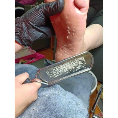 Cây Chà Gót Chân Inox Lưỡi Nổi To Nhỏ Loại Tốt Dài 27cm, Loại Bỏ Tế Bào Cũ, Tay Cầm Nhựa Cứng Bền, Làm Sạch Gót Chân Hiệu Quả, Phụ Kiện Làm Nail