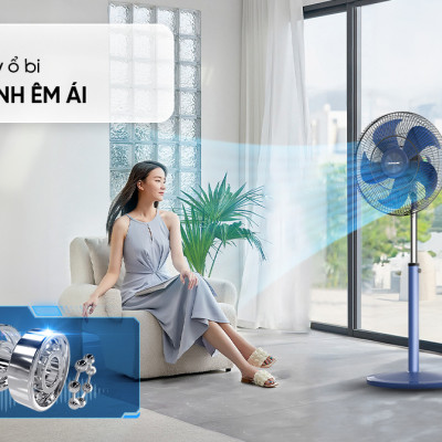 Quạt đứng Sunhouse 5 cánh 110W SHD-7382, động cơ đồng nguyên chất, vận hành êm ái, không tiếng ồn, Hàng chính hãng
