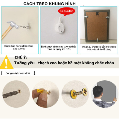 Khung Ảnh Treo Tường Đẹp Sang Trọng Tặng Kèm bộ ảnh như hình mẫu, đinh treo tranh và sơ đồ treo - PGC225