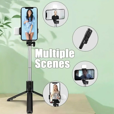 Gậy Selfie Tripod Có Đèn Trợ Sáng – Remote Bluetooth Tiện Lợi, Phù Hợp Mọi Smartphone