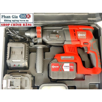 [LOẠI 1] Máy Khoan Bê Tông Pin KEN 199V - Bộ 2 PIN 15 CELL  Động Cơ Không Chổi Than 3 Chức Năng Chân Pin Phổ Thông