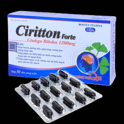 Tăng cường lưu thông máu và bổ não Ciritton forte- hộp 30 viên