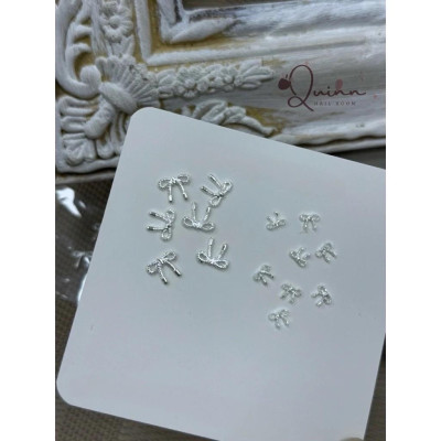 Set 50 Charm Nơ Bạc Nơ Gân Thừng Bằng Hợp Kim Sáng Bóng Làm Nail Cao Cấp Trang Trí Gắn Móng Điệu Đà