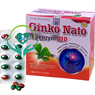 Viên uống bổ não Ginko nato coenzyme q10 - Hộp 100 viên - Giúp hoạt huyết, giảm xơ vữa động mạch, tăng