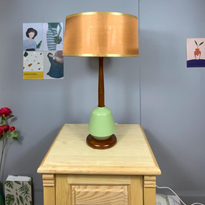 Đèn bàn gỗ bầu trời sao Gỗ tự nhiên, gốm Bát Tràng, vải voan kim tuyến