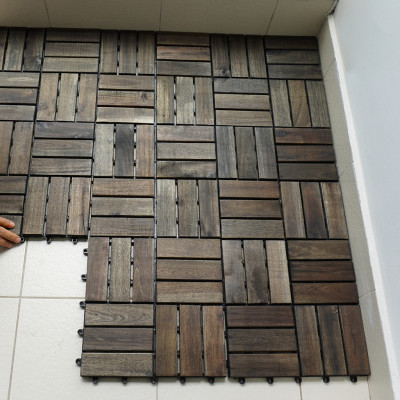 Vỉ Gỗ Lót Sàn Ban Công Thương Hiệu ANKAN Gu Màu Đen 12 Nan, Ván Lót Sàn Gỗ Tự Nhiên Dùng Để Lót Sân Vườn, Hồ Bơi, Phòng Spa, Siêu Bền, Chịu Nước Tốt, Chống Trơn Trượt, Tiêu Chuẩn Xuất Khẩu