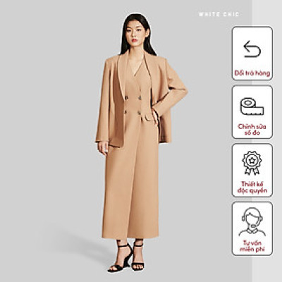 Áo blazer nữ CADEN màu nâu thiết kế cao cấp WHITE CHIC