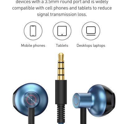 Tai Nghe Có Dây Baseus  H19 Âm Thanh Trầm Nổi 6D 3.5 Mm Tích Hợp Micro