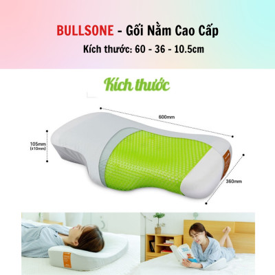 Gối đầu cao cấp  Bullsone Hàn Quốc HQGD04 chất liệu Aircell Vetagel - Hàng Chính Hãng