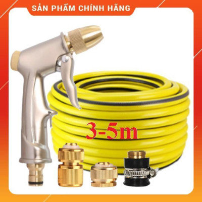 ️ Bộ dây vòi xịt nước rửa xe, tưới cây , tăng áp 3 lần, loại 3m, 5m 206701-1Yđầu đồng, cút đồng, d.vàng