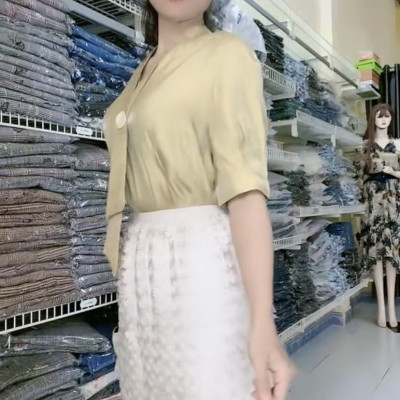 Set áo váy công sở cao cấp Myqlothing họa tiết hoa tao nhã.