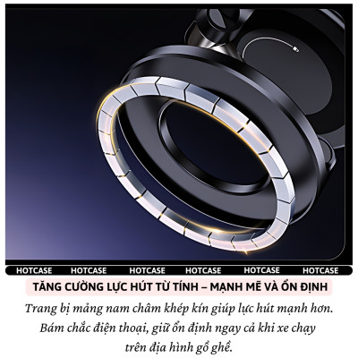 Giá đỡ điện thoại từ tính Magnetic nam châm hút chân không xoay 360 độ cho xe hơi ô tô, bàn làm việc, phòng tắm hiệu Hotcase Airlock Pro Cho iPhone cho Samsung điện thoại - Hàng nhập khẩu