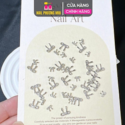 Set 50 Charm Nơ Bạc Nơ Gân Thừng Bằng Hợp Kim Sáng Bóng Làm Nail Cao Cấp Trang Trí Gắn Móng Điệu Đà