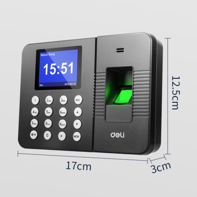 Máy Chấm Công Quét Vân Tay  Hàng Chính HãngDeli - Màn Hình 2.4 Inch, Cổng Kết Nối USB - Nhiều Ngôn Ngữ - E3960