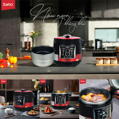 Nồi áp suất đa năng SATO 5AS064.D 5.0L - Nồi áp suất đa chức năng : nấu cơm, nấu cháo, hầm gân, ninh, súp, hấp, giữ ấm ... Dung tích : 5.0 lít phù hợp gia đình 4 - 6 người - Miễn phí vận chuyển toàn quốc - Hàng chính hãng