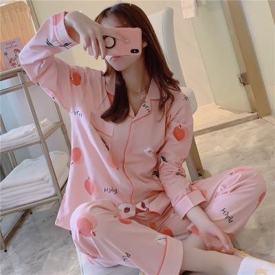 Bộ Pijama Nữ Bộ Ngủ Mặc Nhà Nữ Dài Tay Thu Đông Họa Tiết Bánh Bèo Sợi Tơ Sữa Mềm Mịn
