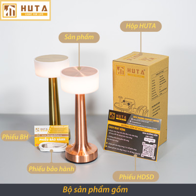 Đèn Bàn Led Quầy Bar HUTA RESTA Cảm Ứng Pin Sạc Điều Chỉnh Ánh Sáng Trang Trí Nhà Hàng Quán Cà Phê Lounge Sự Kiện