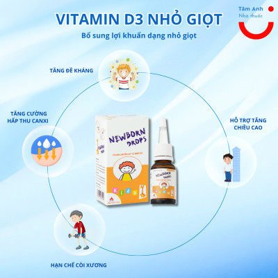 Newborn Drops VITAMIN D3 12000IU Giúp tăng cường hấp thu canxi cho trẻ nhỏ (15ml)