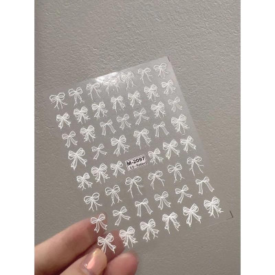 Sticker Nơ Trắng Mix SJY1081 Kiểu Hàn Quốc Dán Móng Siêu Xinh, Hình Dán Móng Nơ 3D Sẵn Keo Siêu Dính Siêu Bền Chuyên Dùng Làm Nail Nữ Women