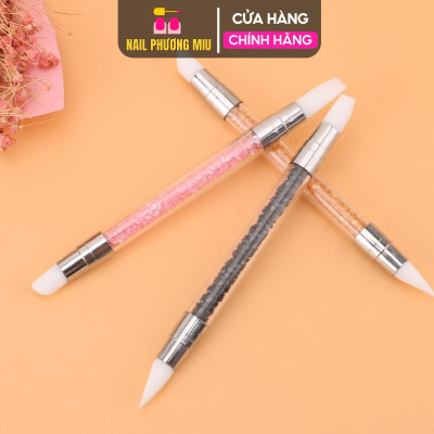 Bộ 5 Bút Cọ Silicon 2 Đầu Cán Đá Sang Trọng Nhiều Màu, Dễ Sử Dụng, Nặn Hoa Và Dặm Foi Chuyên Nghiệp, Làm Nail Tiện Lợi