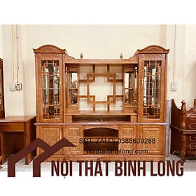 Kệ TiVi có tủ gỗ Sồi Nga 2m2/VIP2