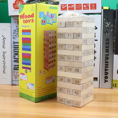 Rút gỗ domino gỗ cho bé học số 48 thanh to cỡ đại(kèm 4 xúc xắc)