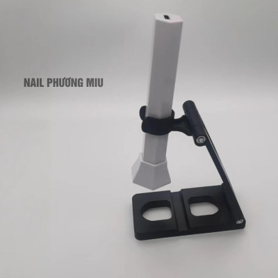 Đế Kẹp Đèn Hơ Mini Giá Đỡ Bằng Nhựa Đa Năng Màu Trắng Hồng, Chân Đế Có Thể Gấp Gọn Để Bàn Rảnh Tay Làm Nail Tiện Lợi, Điều Chỉnh Nhiều Góc Độ Dễ Dàng