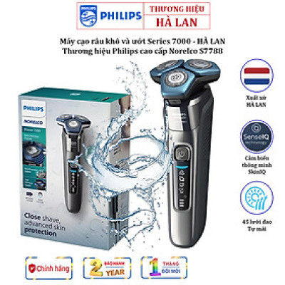 Máy cạo râu khô và ướt Series 7000 cao cấp Thương hiệu Philips Hà Lan Norelco S7788 - Hàng Nhập Khẩu