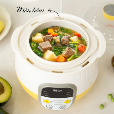 (TẶNG XỬNG HẤP) NỒI NẤU CHẬM SEKA SK6132 0.8L – NẤU CHÁO, HẦM SƯỜN, CHƯNG YẾN SIÊU TIỆN LỢI HÀNG NHẬP KHẨU