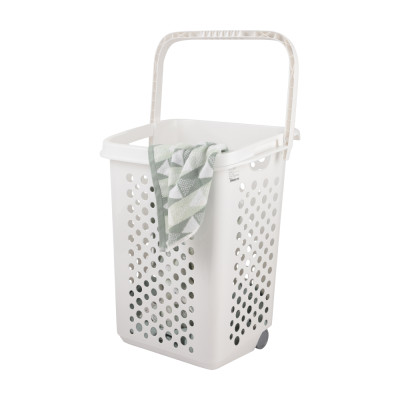 Giỏ Đựng Đồ Đa Năng Có Bánh Xe Màu Trắng 50X37X64 Cm | Index Living Mall | Nội Thất Thái Lan