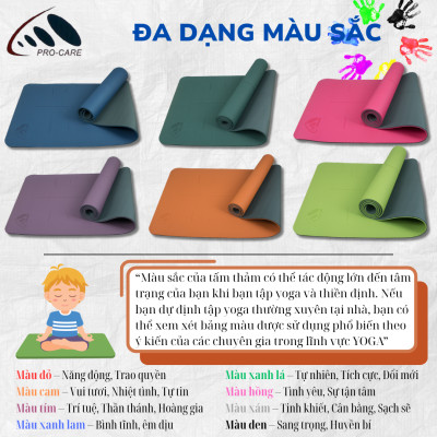 Thảm Yoga Cao Su Định Tuyến PRO-CARE Đài Loan Dày 6mm Siêu Bám Tay - Thảm Yoga Tiêu Chuẩn Phòng Tập