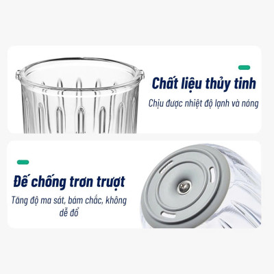 Máy Xay Thịt Đa Năng 300ml Misu Louis – Cối Thủy Tinh, 6 Lưỡi Dao Sắc, Công Suất 200W – Xay Thức Ăn Dặm, Rau Củ, Gia Vị, Tiện Dụng Tại Nhà- HÀNG CHÍNH HÃNG MINIIN