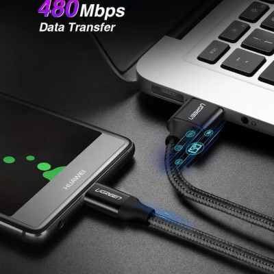 Ugreen UG50566US279TK 0.5M 5A Cáp dữ liệu USB Type-C sang USB 2.0 màu đen - HÀNG CHÍNH HÃNG