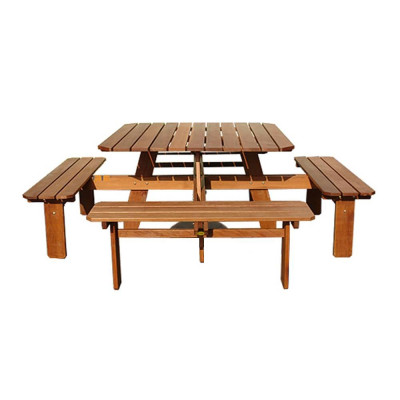 Bộ Bàn Vuông Lampung 8 Chỗ IBIE NT3028 (110 x 110 x 74 cm) - Nâu