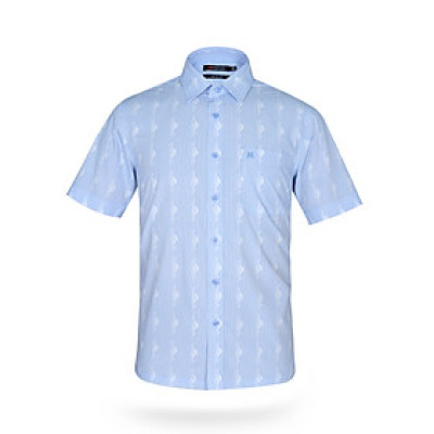 Áo sơ mi nam tay ngắn form suông vạt ngang Khatoco A1MN468T2-CNIN264-2412-N