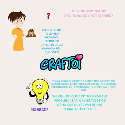 KIM NHỰA Bộ Thủ Công Trẻ Tự Làm Thú Bông 5+ WALRUS YETY Craftoi Felt Sewing toy prepunched holes plastic needle