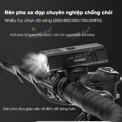 Đèn pha xe đạp gắn xe LD88-600LM độ sáng 600 lumen, pin dung lượng cao 2200mAh, chất liệu vỏ nhôm, chống nước IP66, có hỗ trợ pad gắn treo (2 tùy chọn) - Mai Lee