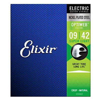 Bộ Dây Đàn Electric Guitar Strings Dây Guitar Điện cỡ 9 Phủ Lớp Optiweb Cao Cấp Elixir 19002