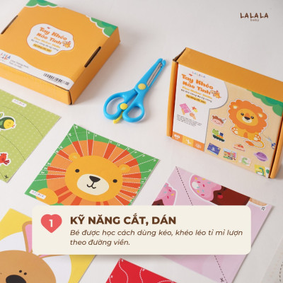 Bộ Đồ Chơi Lalala Baby, Giấy Thủ Công Đa Kỹ Năng Cắt Dán, Tô Màu, Gấp Giấy Tay Khéo Não Tinh (Không bao gồm kéo + bút màu)