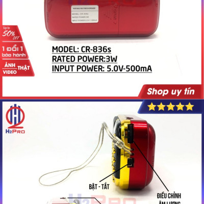 Máy Nghe Pháp Craven 853 -3Pin phù hợp với người lớn tuổi, Loa Caraven CR-853 3 pin siêu khỏe nghe nhạc thẻ nhớ USB nghe đài FM nghe kinh phật tập thể dục USB FM CR - 853 pin dung lượng cao Caraven-Hàng chính hãng