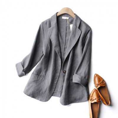 Áo Vest blazer nữ dáng lửng tay lỡ trẻ trung, chất vải Linen mềm mát, thích hợp Hè, Thu Bz11
