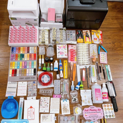 Combo Đồ Nghề Làm Nail Cao Cấp Số 7 Nail Phương Miu, Máy Hơ T8, Máy Mài US801, Cốp Nhôm 3 Tầng, Bộ Đồ Nail Chuyên Nghiệp