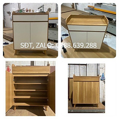 tủ giày dép gỗ công nghiệp 80x104x30 - mẫu 2 cánh, 1 ngăn kéo - chân gỗ sồi