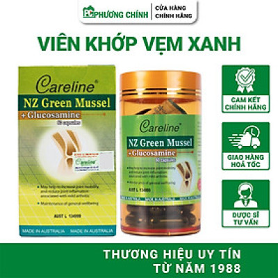 Viên Khớp Vẹm Xanh CareLine NZ Green Mussel Glucosamine Dành Cho Người Thoái Hoá Khớp, Khô Cứng Khớp 60 Viên/Hộp